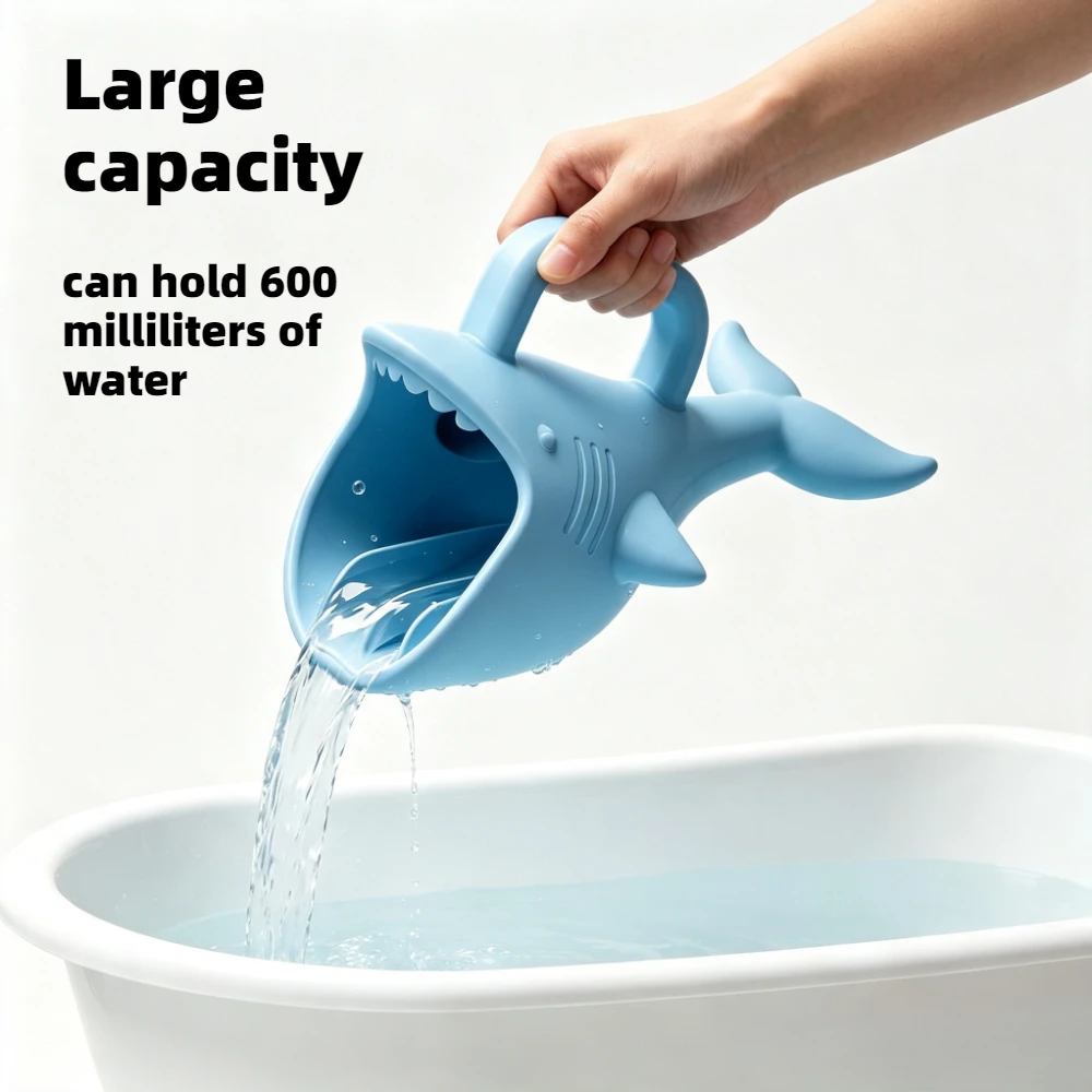 Silicone shark Bath Rinse Cup waterfall rinser Bath Products Water scoop