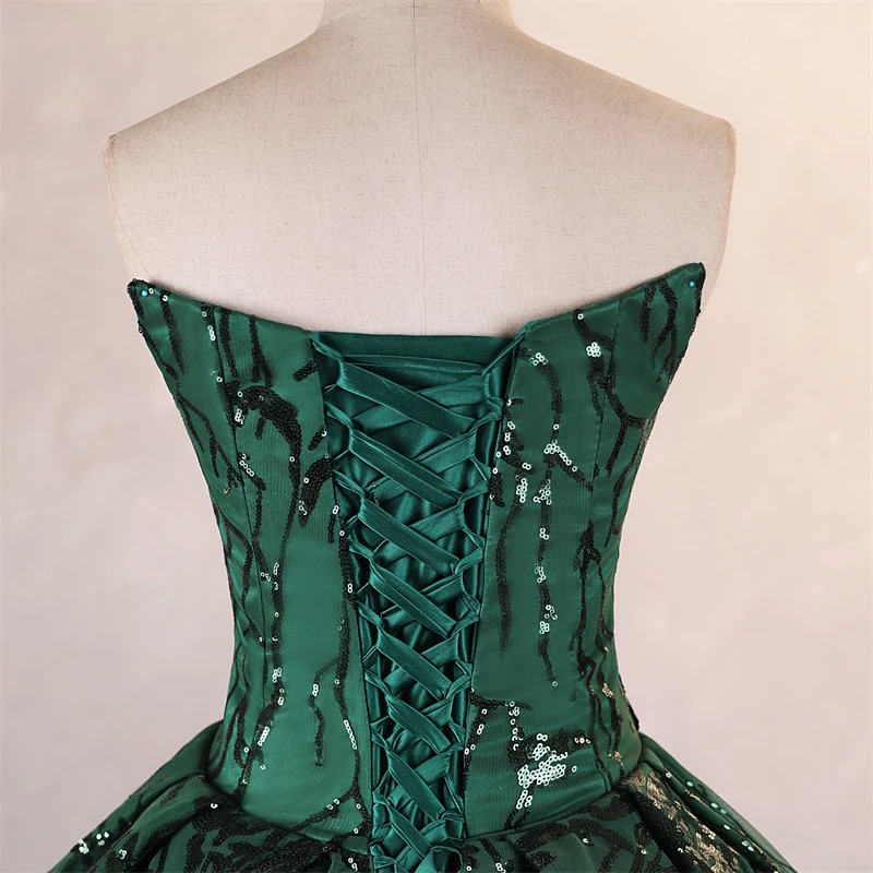 

Shiny Party Dress In Stock Dark Green Prom Gown 15 Quinceanera Dresses Ball Gown 15 Year Old Dress For Quinceanera Customized