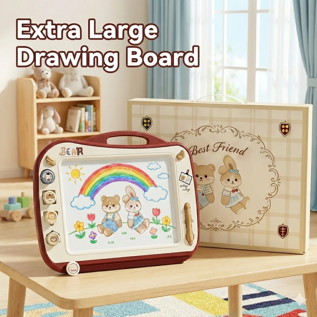 

YIMI Большая цветная магнитная доска для рисования для детей - Стираемый планшет для рисования с штампами, развивающая игрушка для творчества