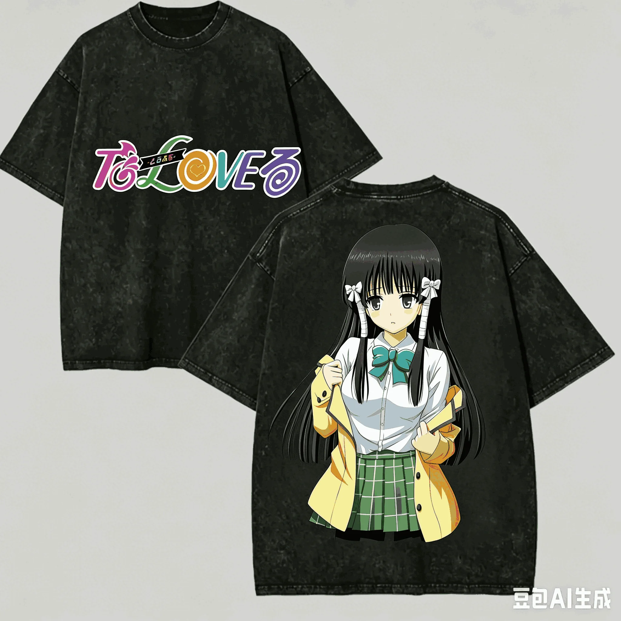 To LOVE-Ru Washed T-shirt Anime Lover Harajuku New Model Unisex Oversized personality Clothes Streetwear Trendy Couples Classic