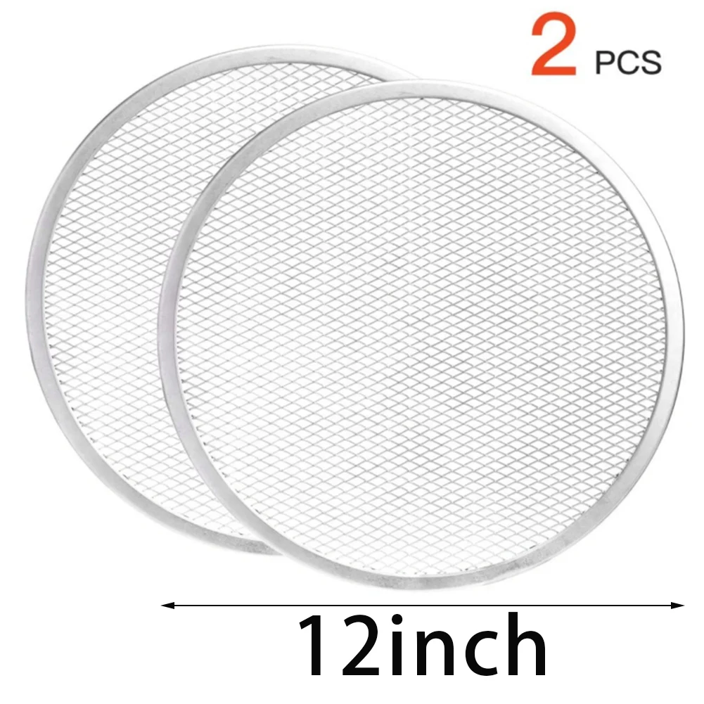 Pizza Screen Pizza Pan Pizza Pan for Oven Pizza Tray 12 Inch Seamless-Rim Aluminum Non Stick Pizza Screen (2PCS)