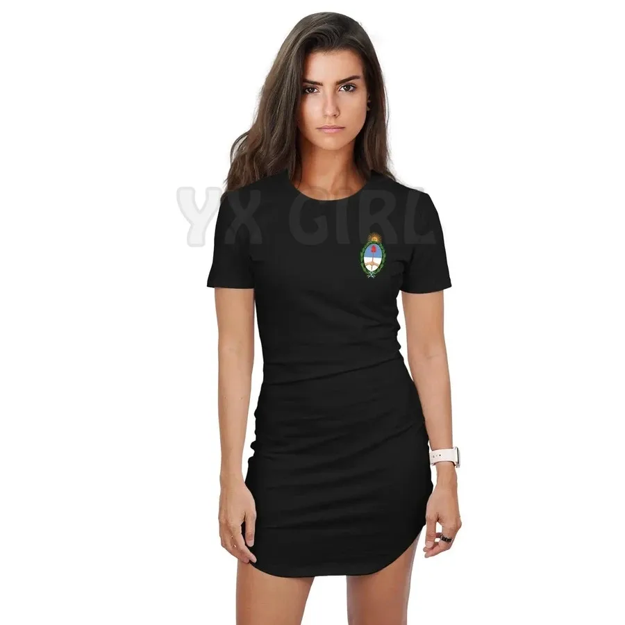 Yx Meisje Argentinië Boho Patroon T-shirt Jurk 3D Over Gedrukt T-shirt Jurk Sexy Zomer Vrouwen Casual Jurken