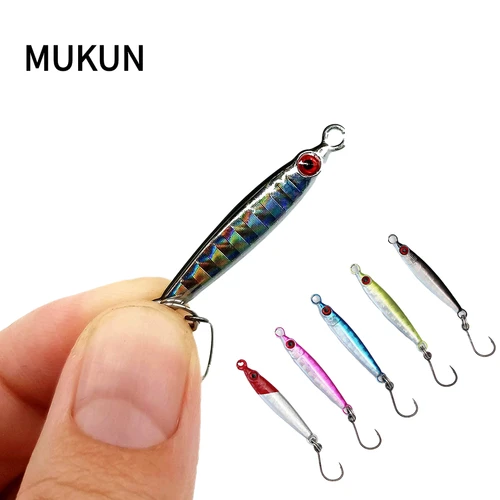 MUKUN 5 uds Mini plantilla de Metal cuchara señuelo de pesca 3g/5g pescado pequeño con un solo gancho señuelo de pesca de lubina