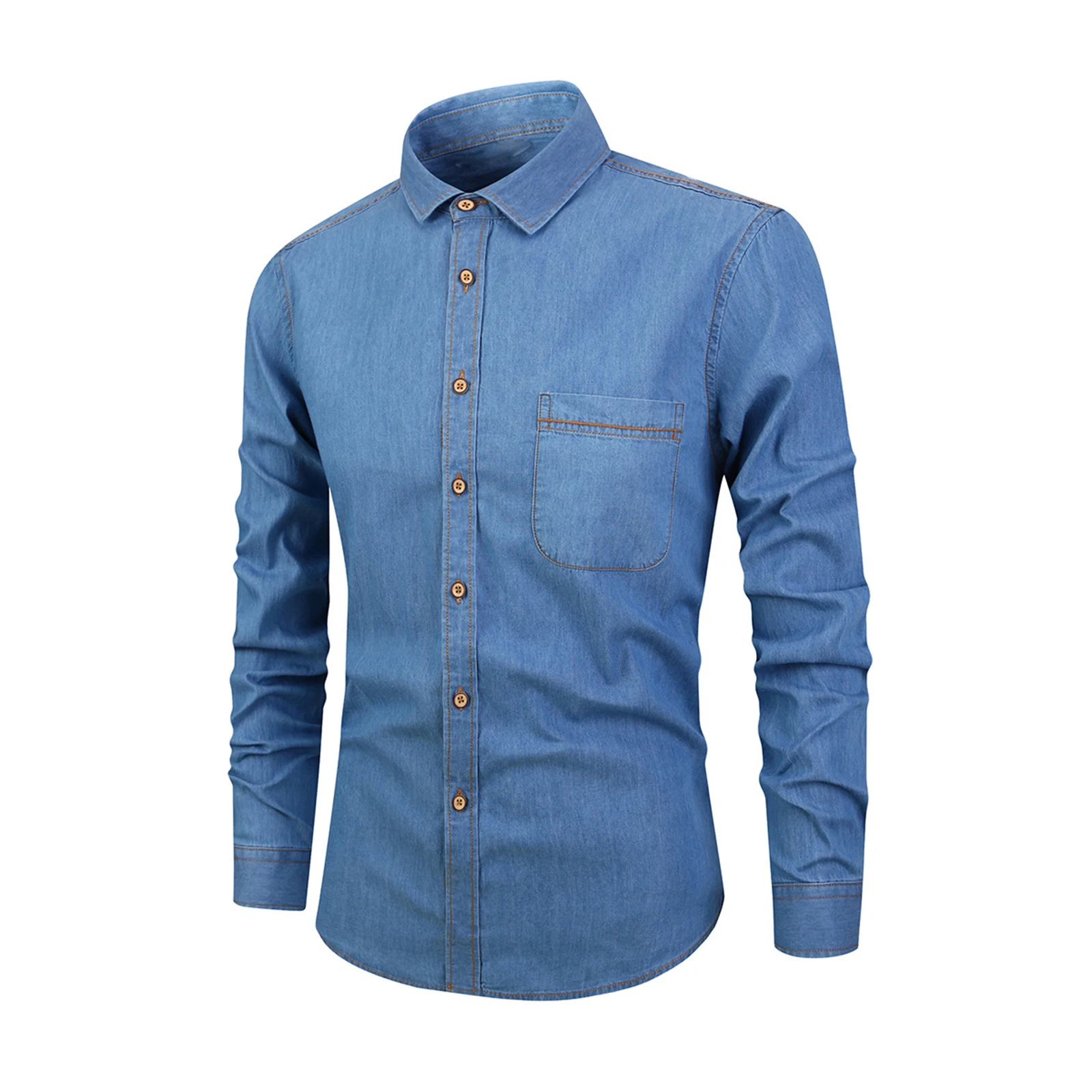 

Men's Casual Long Sleeve Denim Shirts Formal Office Social Business Jeans Shirts Slim Cotton Jeans Shirts Male Tops Clothing
