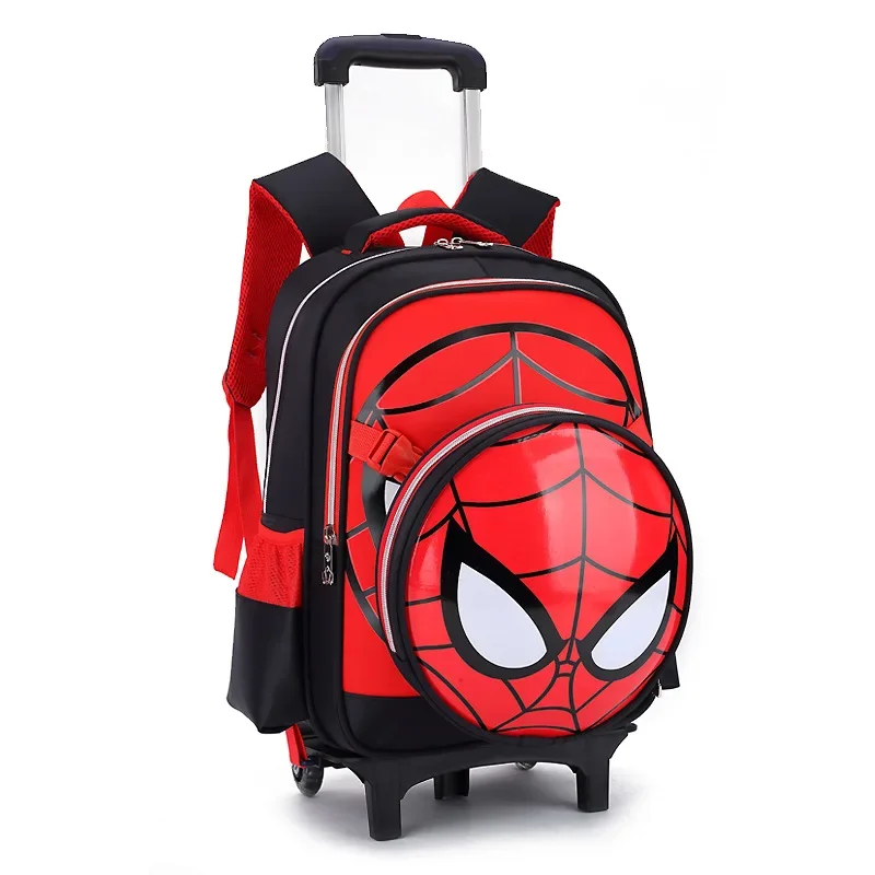 Disney 2 In 1 Trolley Backpack with Wheels Bag Spiderman Large Capacity Waterproof Suitcase Bag Can Climb Stairs Travel Bag