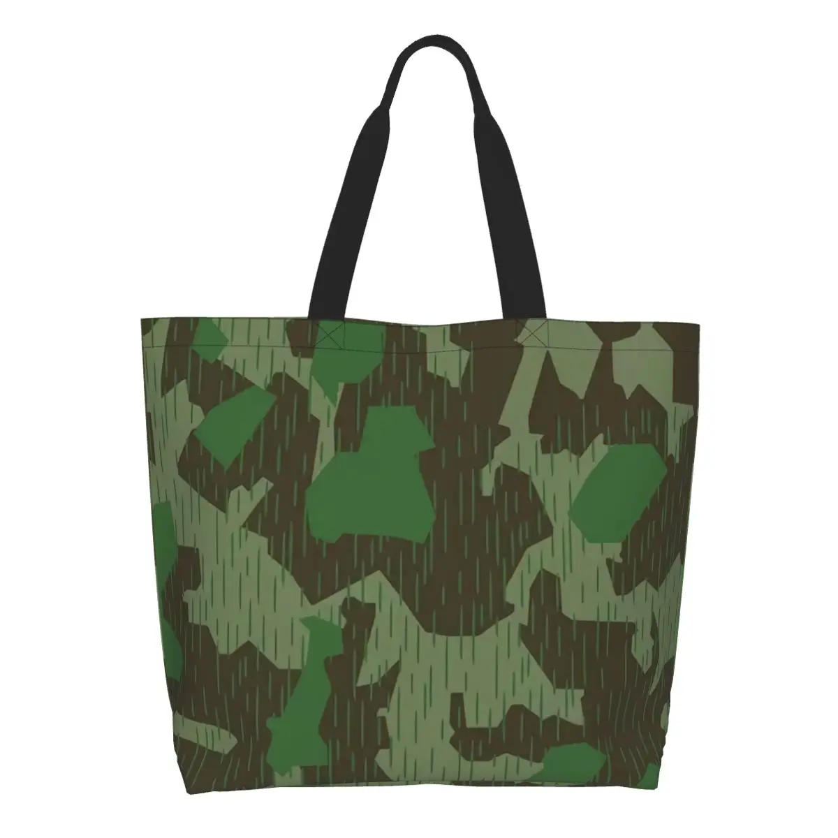 مخصص WW2 العسكرية المشبل كامو حقيبة تسوق من القماش إعادة تدوير سعة كبيرة البقالة Splittertarn التمويه حمل أكياس المتسوق
