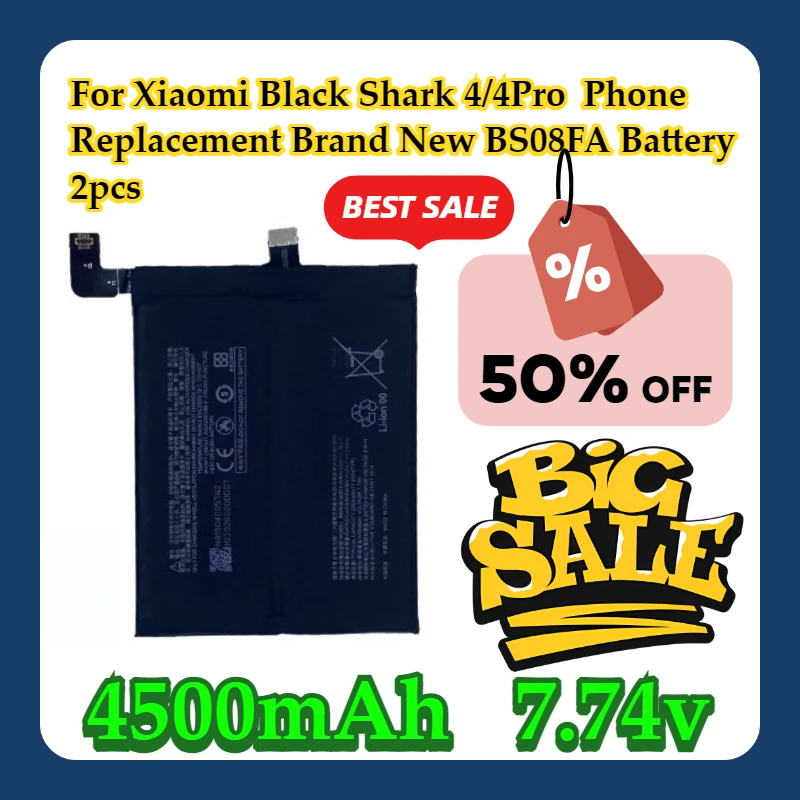 

For Xiaomi Black Shark 4/4Pro Phone Replacement Brand New BS08FA 4500mAh Battery 2pcs