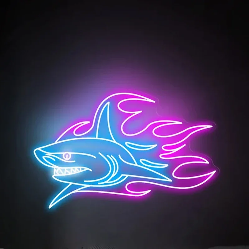 Shark Pattern Neon Sign Room Creative Art Neon Lights Wall Hang Neon Sign Decoration Personalise Decor Led Night Lamp