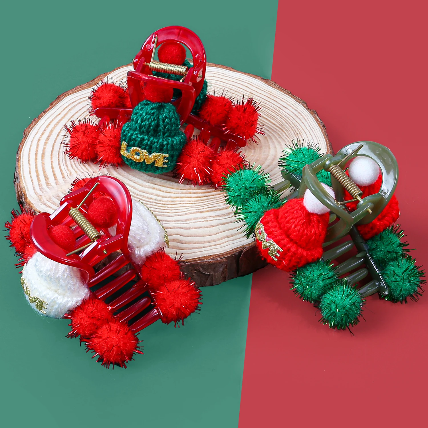 

3/6 шт., золотой шерстяной шар, шерстяная рождественская шапка, захват, модная коготь для волос для девочек и женщин, рождественская вечеринка, деко, аксессуары для волос