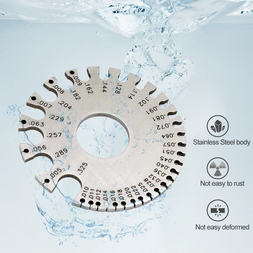 Round WIRE GAUGE Diameter Gage S.W.G. Portable Mini Size Stainless Steel Measurer Tool WS-04007 New
