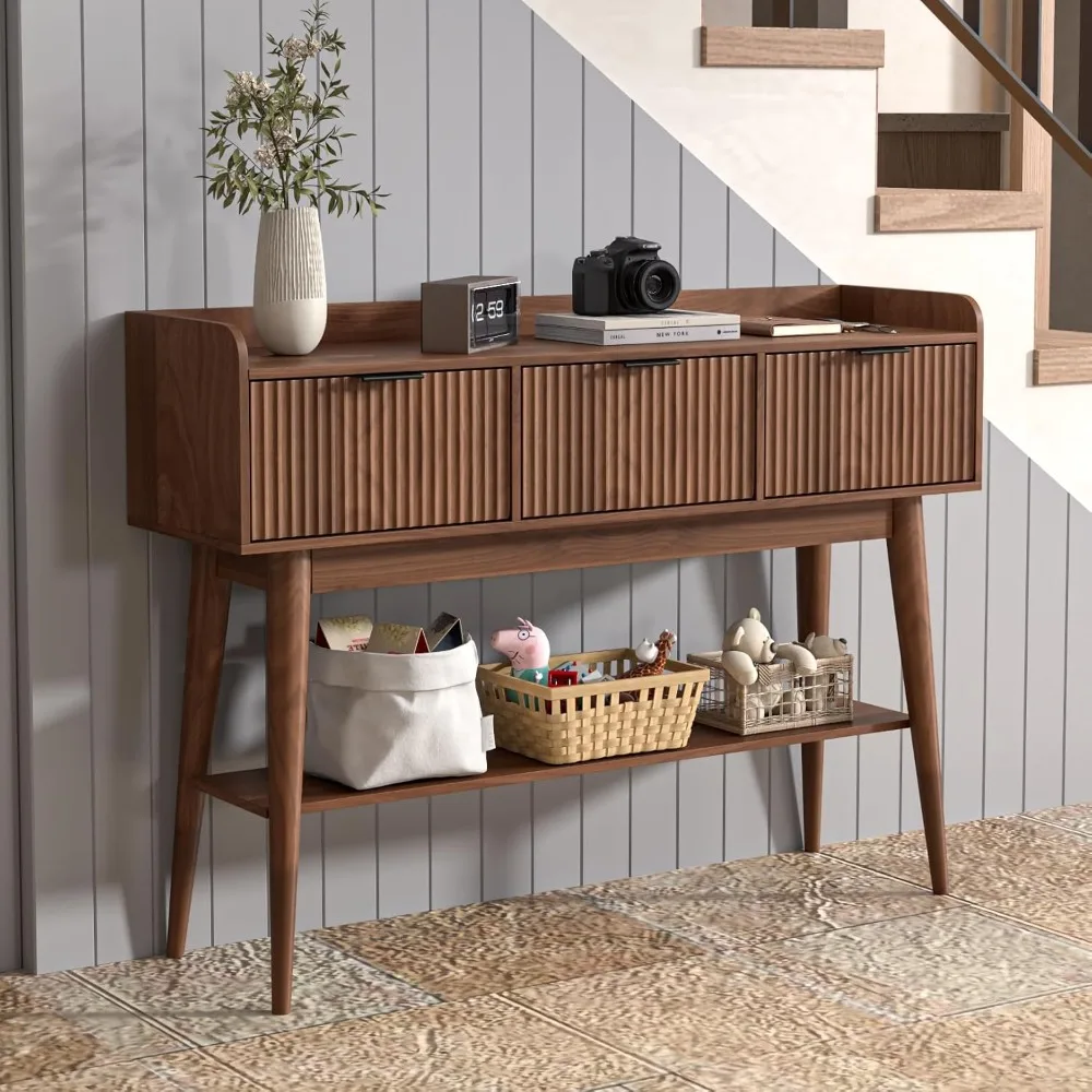 

Narrow Console Table with Storage, Couch Behind Sofa, Farmhouse Entryway Table with Drawers, Wood Sofa Table
