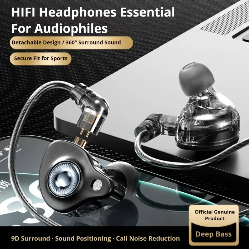 Écouteurs filaires HIFI 3.5mm et type-c, Surround 9D, basses profondes, stéréo, pour Sport, câble détachable, réduction du bruit ENC