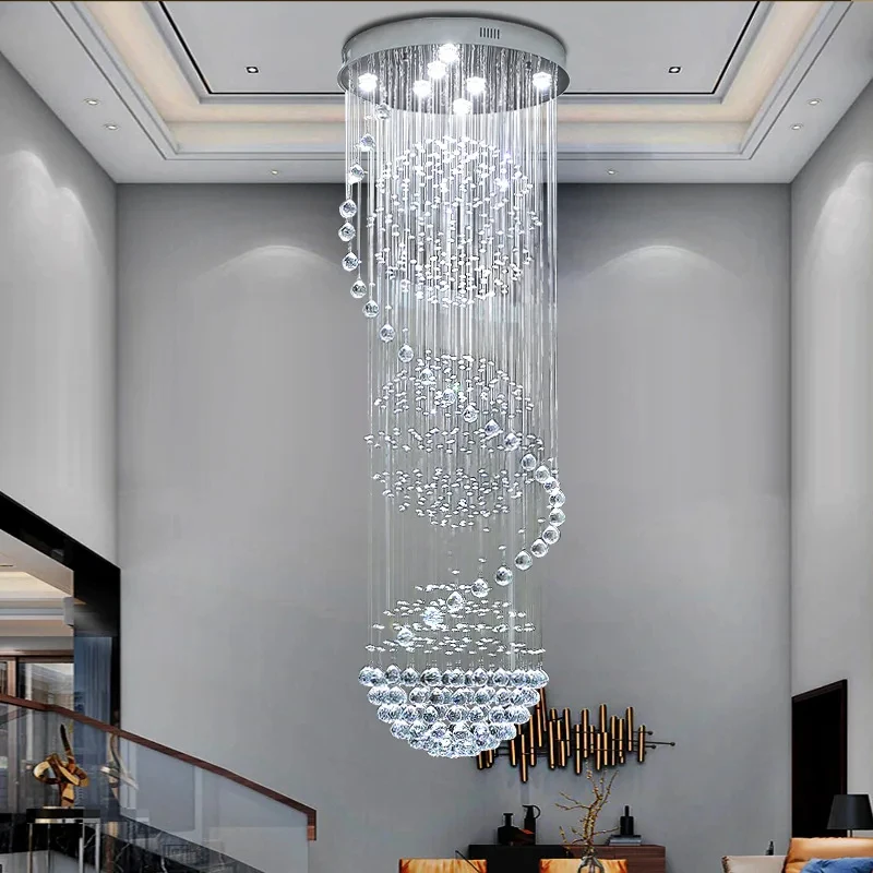 Imagem -04 - Espiral Led Bola Lustre Cristal Luminária de Teto Modern Spectacular Raindrop Light Villa Duplex Sala Hotel Corredor k9