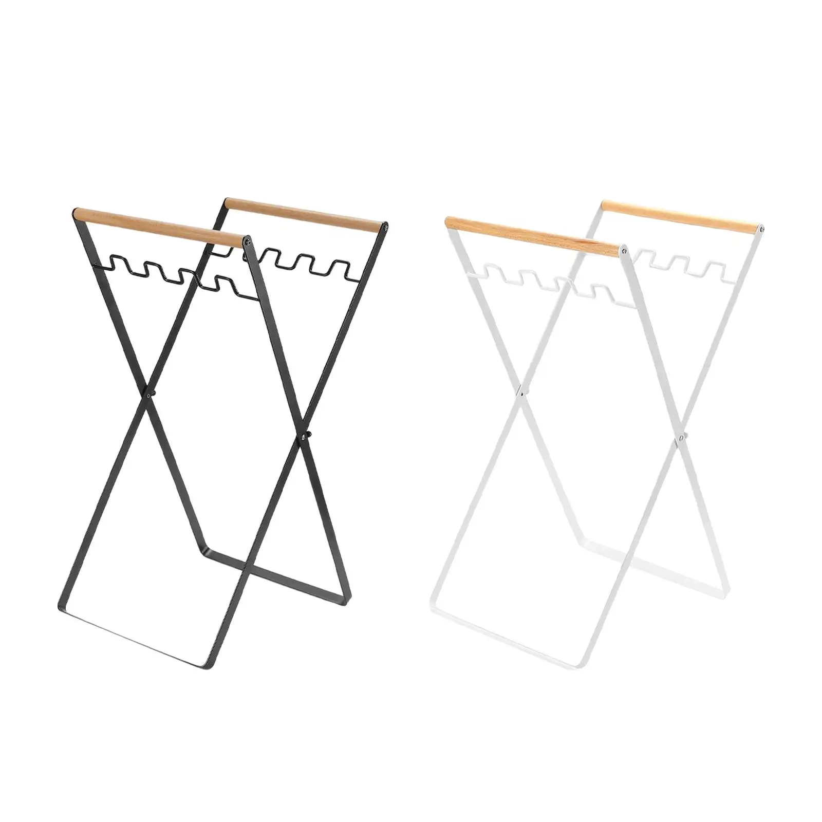 Folding Trash Can Stand Trash Rack Metal Frame Support Garbage Bag Holder Leaf Bag Rack for Kitchen Yard Outdoor Camping