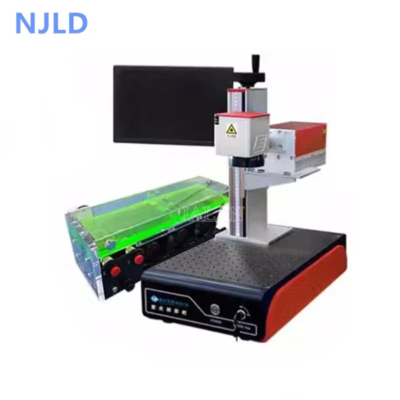 NJLD Auto Laser Machine For iPad Mobile Phone Flat/Edge Screen Frame Frone/Back Glass OLED Separate Engraving Marking Machine