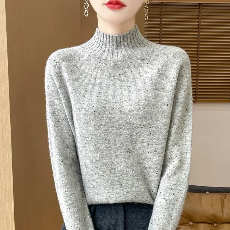 Maglione di lana caldo di moda di fascia alta invernale Maglione pullover a maniche lunghe Maglione di lana semplice di lusso leggero Maglione caldo-WQ286