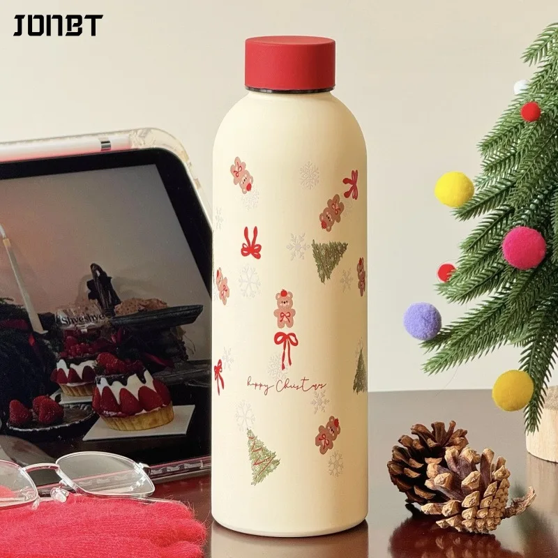 

17oz Original Christmas Thermal Water Bottle Stainless Steel Insulated Cup Small Mouth Bottle Outdoor Portable Hot Cold Thermos
