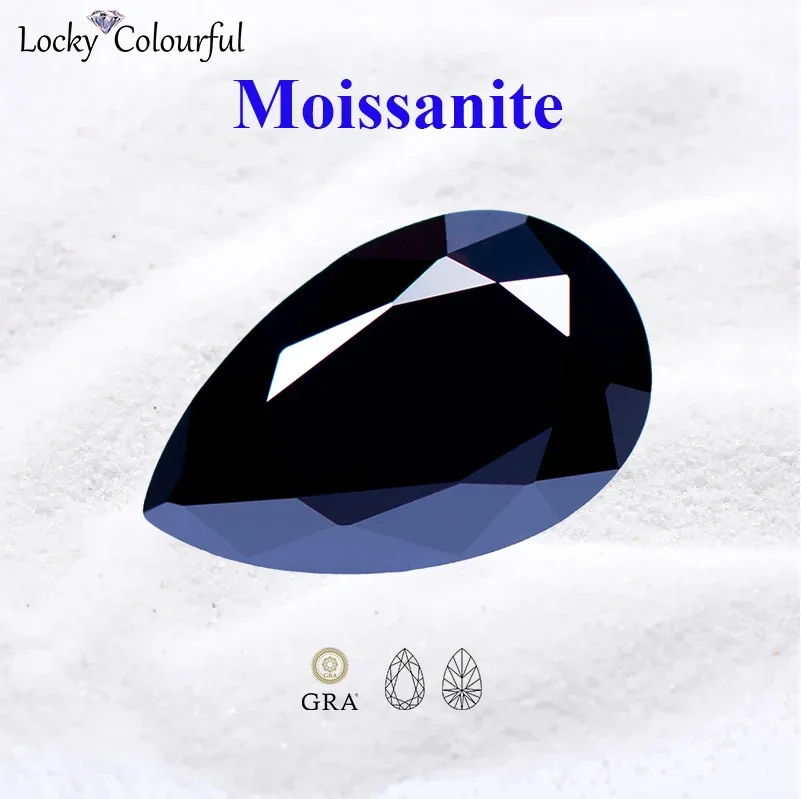 

Moissanite Black Color Pear Shape VVS1 Charms Beads for DIY Jewelry Making Ring Necklace Bracelet Materials with GRA Certificate