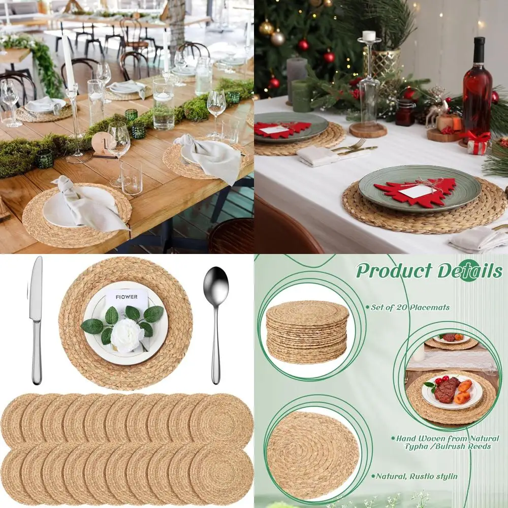 

Набор из 20 плетеных подставок под тарелки из натурального ротанга, 30 см, в деревенском стиле, для сервировки стола и свадебных торжеств