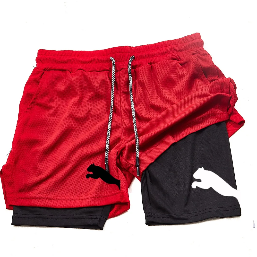 

Sports shorts men's 2-in-1 running compression shorts training yoga gym sportswear sports shorts with pockets