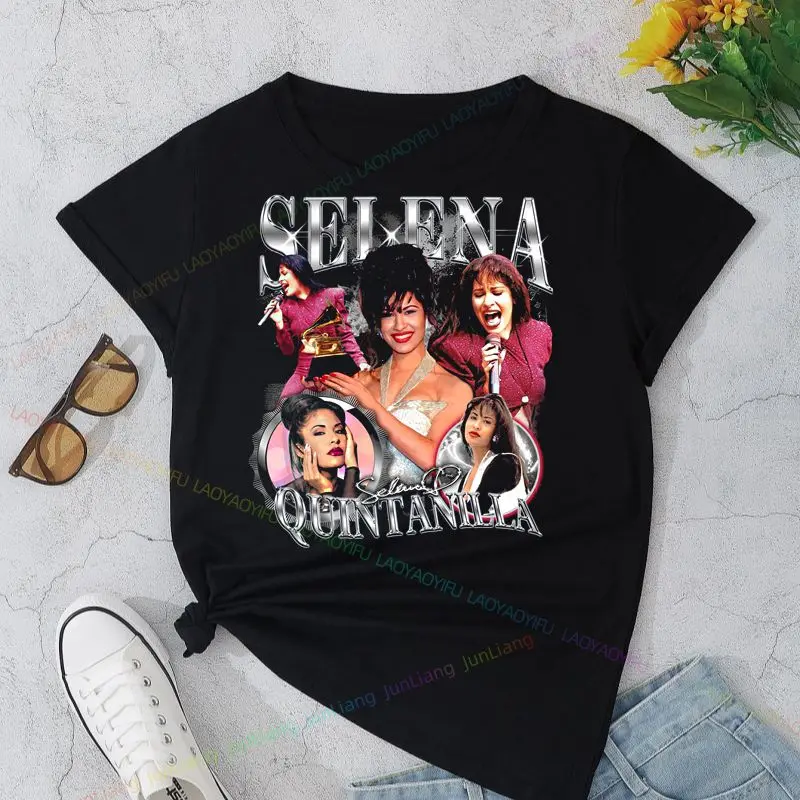 

Selena quintanilla Мужская редкая портретная футболка с принтом, летний модный топ унисекс, повседневный уличный топ