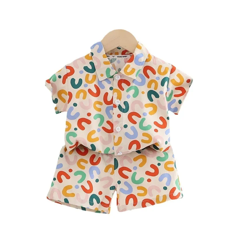 2PCS Baby Active Summer Boys Clothes Rompers Pants Overall Short Sleeve Top Suit for 1-5Y Fashion Clothes Set