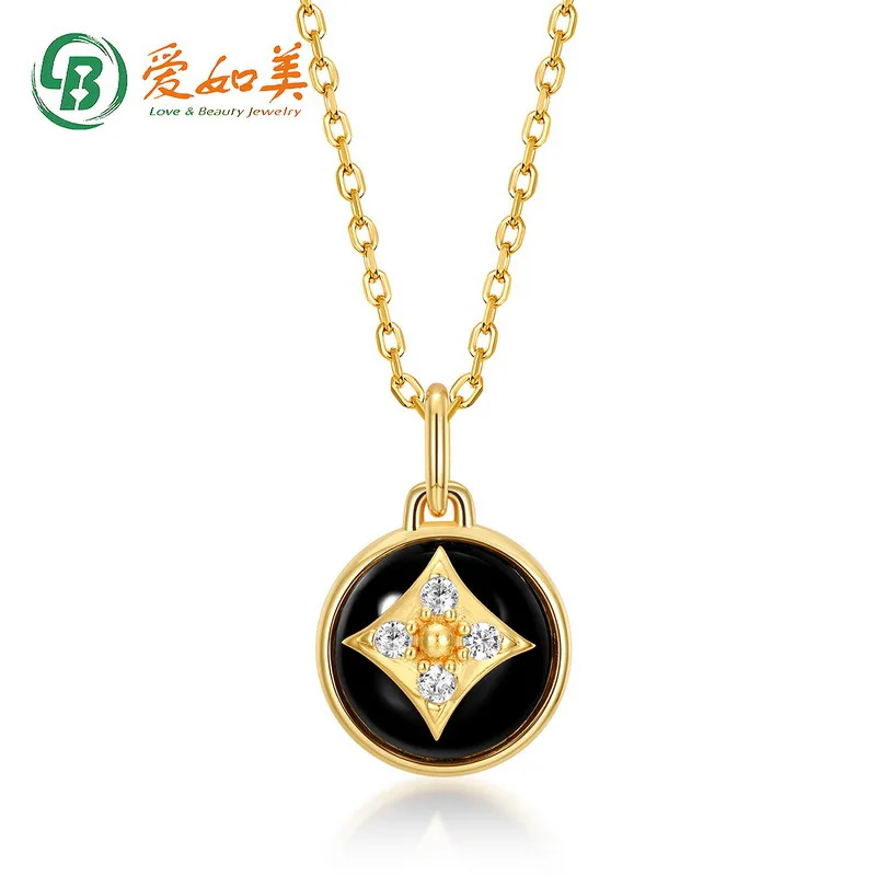 

Clover Black Agate Silver Pendant for Women's Forest, 18K Gold PT950 Platinum Silver Plated 7-Layer Gold Lucky Grass Necklace