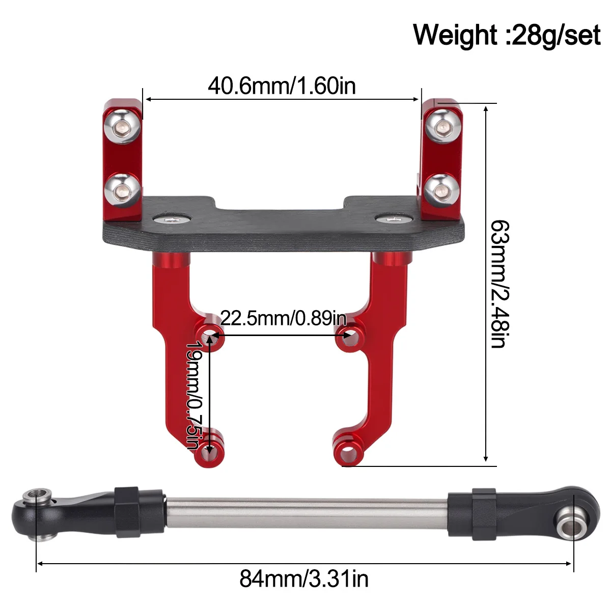 Aluminum Alloy Servo Mount Base Stand with Steering Link for Axial SCX10 II 90046 AR44 Axle 1/10 RC Crawler Upgrade Parts view 2