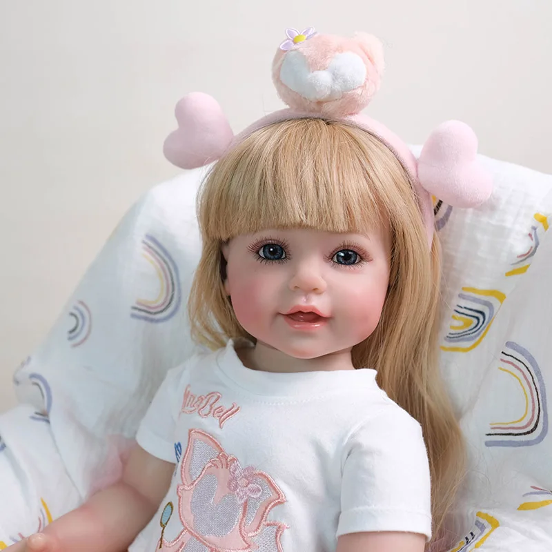 

22-дюймовая кукла принцессы для малышей с улыбающимся лицом и светлым длинным париком, кукла для красивой девушки