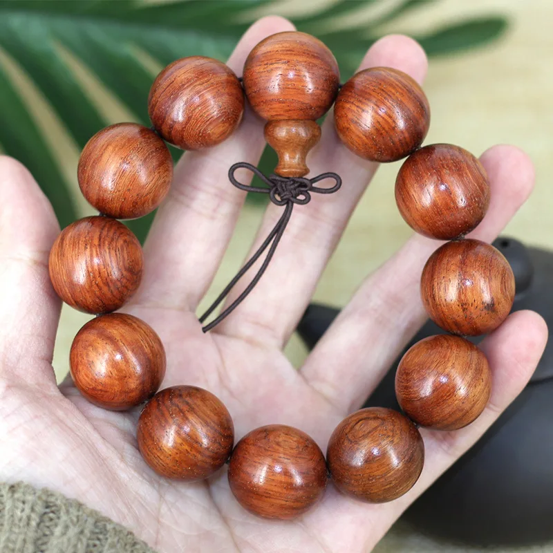 Myanmar Huanghuali Wood Bracelet 2.0 Wooden Buddhist Beads Men's Bracelet Cultural Craft Prayer Beads Hand Ornament Gift Manufac
