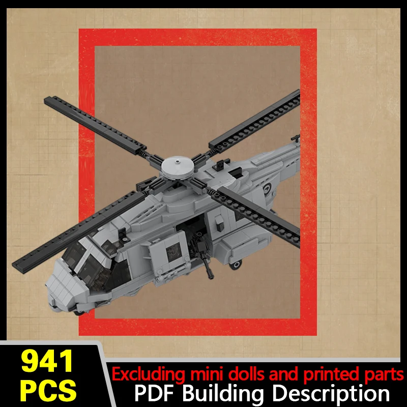 MH-90 Multi-Purpose Helicopter Model MOC Building Bricks War Equipment Modular Technology Gifts Holiday Assemble Children Toys