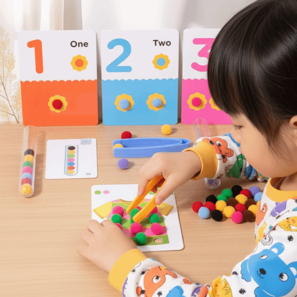 Boule à pince en papier Montessori, motif de tri des couleurs, Classification des enfants, Puzzle Portable, jeux éducatifs assortis