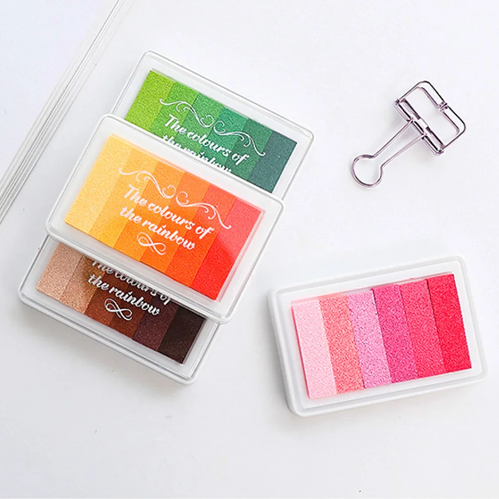 1 قطعة قوس قزح مختمة ختم مجموعة 6-اللون التدرج متعدد الألوان الحرفية منصات الحبر DIY بها بنفسك سجل القصاصات بصمة الفن ختم العمل