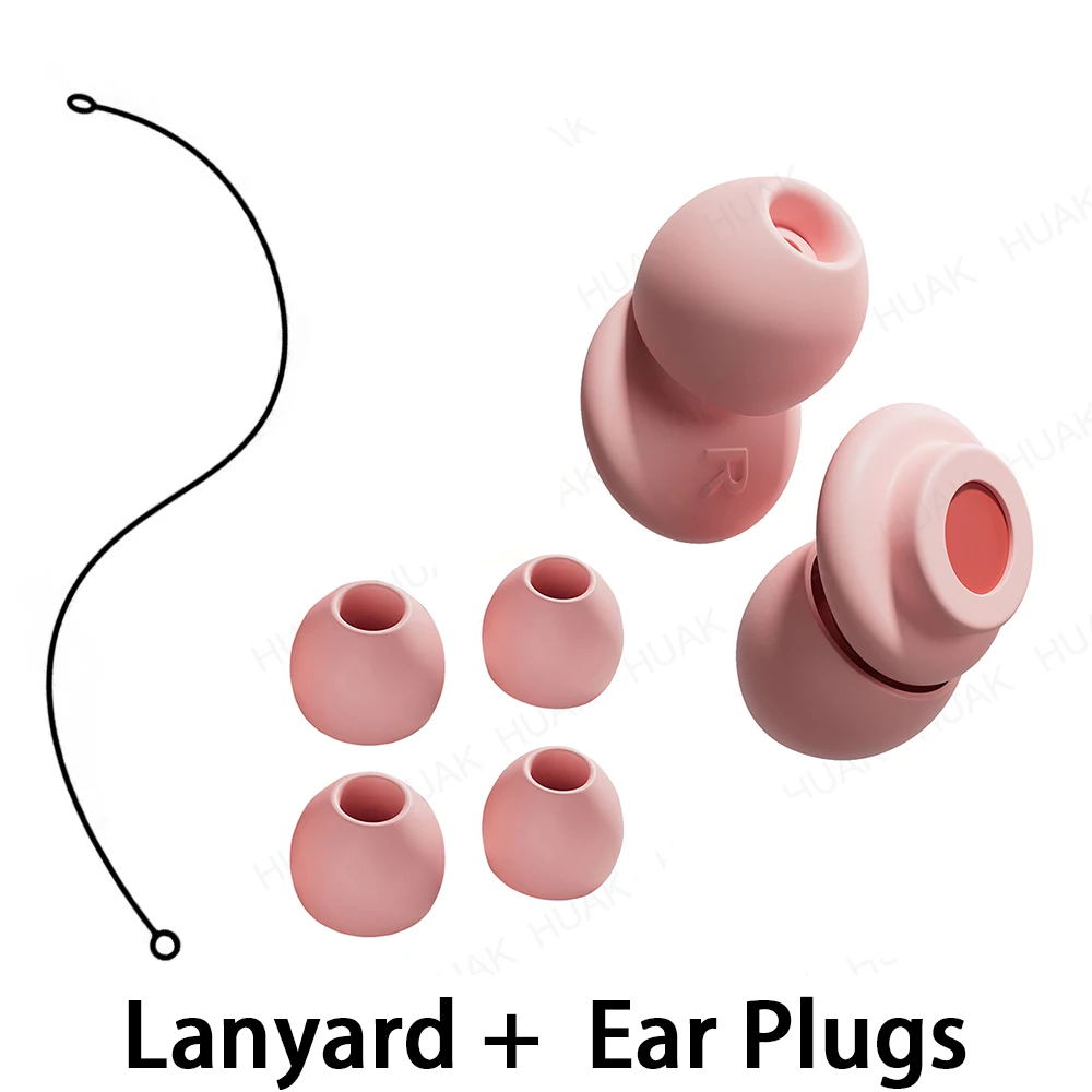 Soft Reusable Soundproof Ear Plugs with Silicone Lanyard for Swimming Sleeping Learning Concerts & Motorcyclists