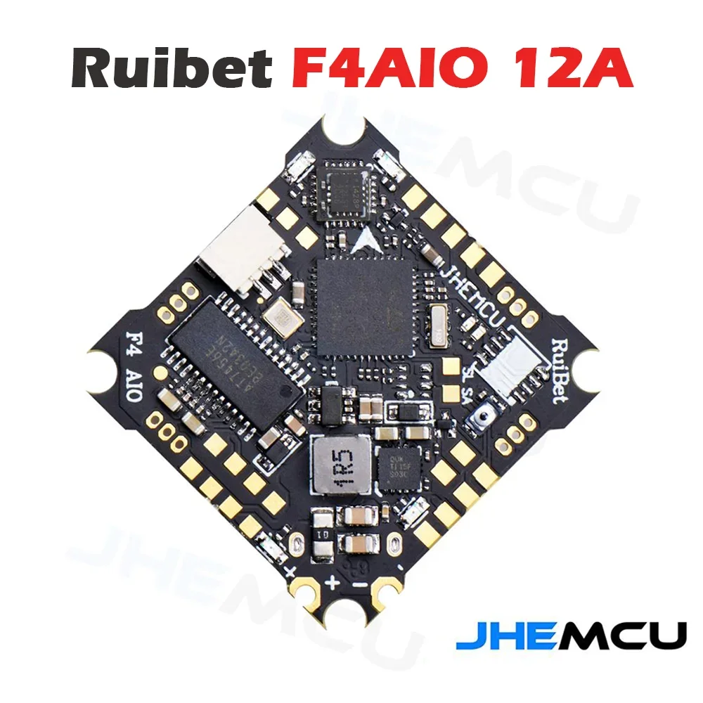 

JHEMCU Ruibet F4AIO 12A F411 Flight Controller BLHELIS 12A 4in1 ESC 1-2S 25.5X25.5mm for FPV Tinywhoop Cinewhoop