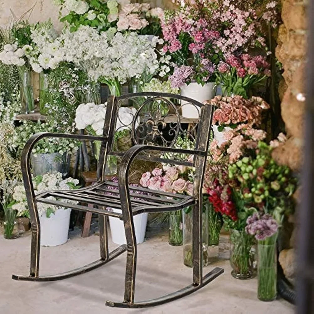 

Garden Rocking Chair, Wide Seat Outdoor Vintage Style – Bronze Finish