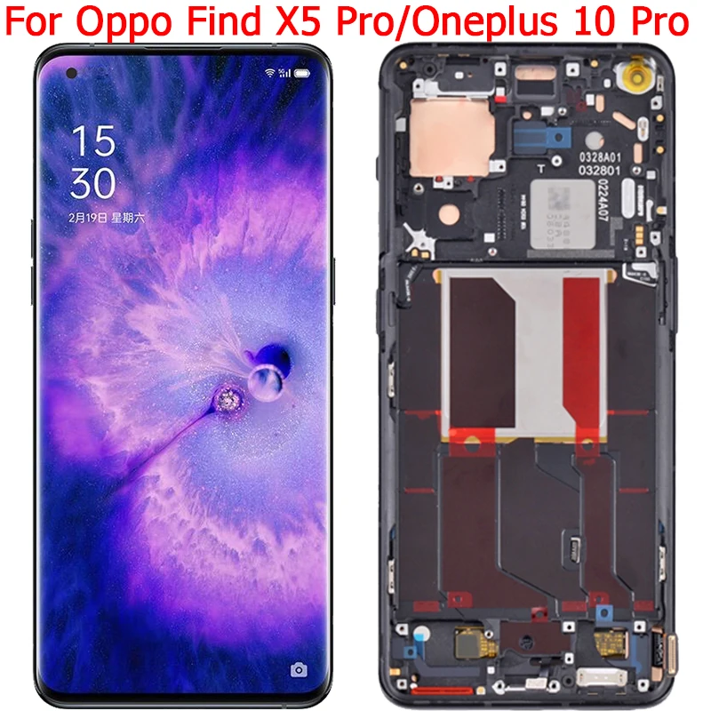 

Оригинальный ЖК-дисплей для Oppo Find X5 Pro CPH2305, 6,7 дюйма, Oneplus 10 Pro NE2215, ЖК-дисплей, сенсорный экран с деталями рамки