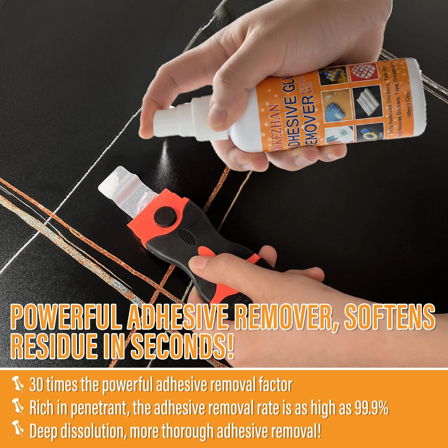 100ml Car Adhesive&Sticker Remover Spray-Quick-Removes Labels/Stickers/Glue with Scraper&Extra Plastic Blades Cars,Windows