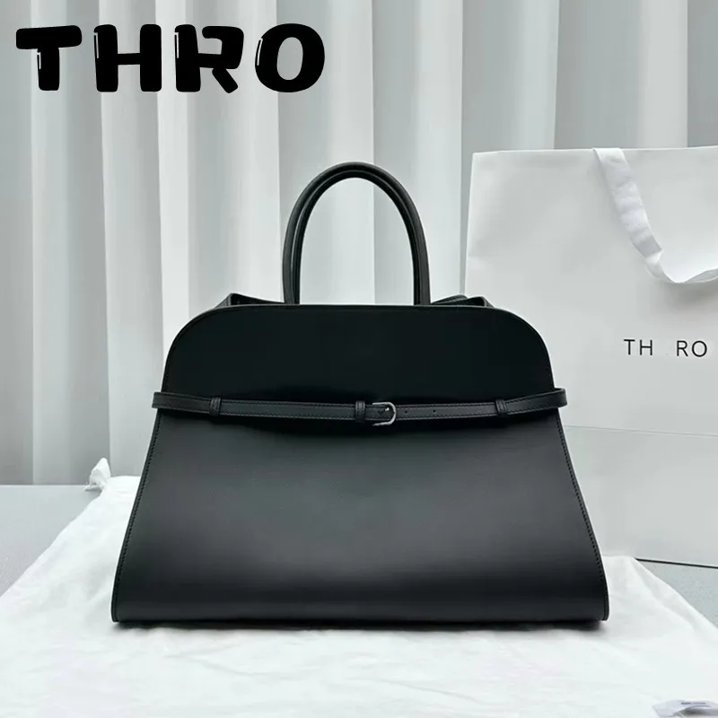 

TH RO 2024 Women's Black 15 inch and 17 inch Leather Biet Strap Design Commuter Large Capacity High Quality Top Quality Handbag