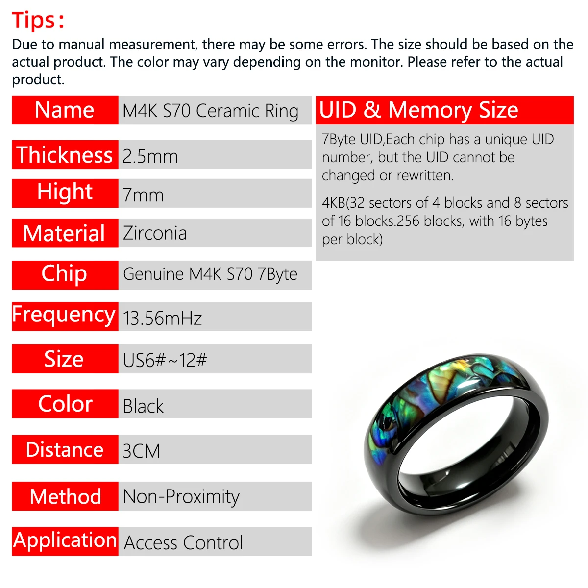 Ocean Shell Style Smart Ceramic Jewelry Ring with Classic S70 4K 13.56mHz RFID Chip