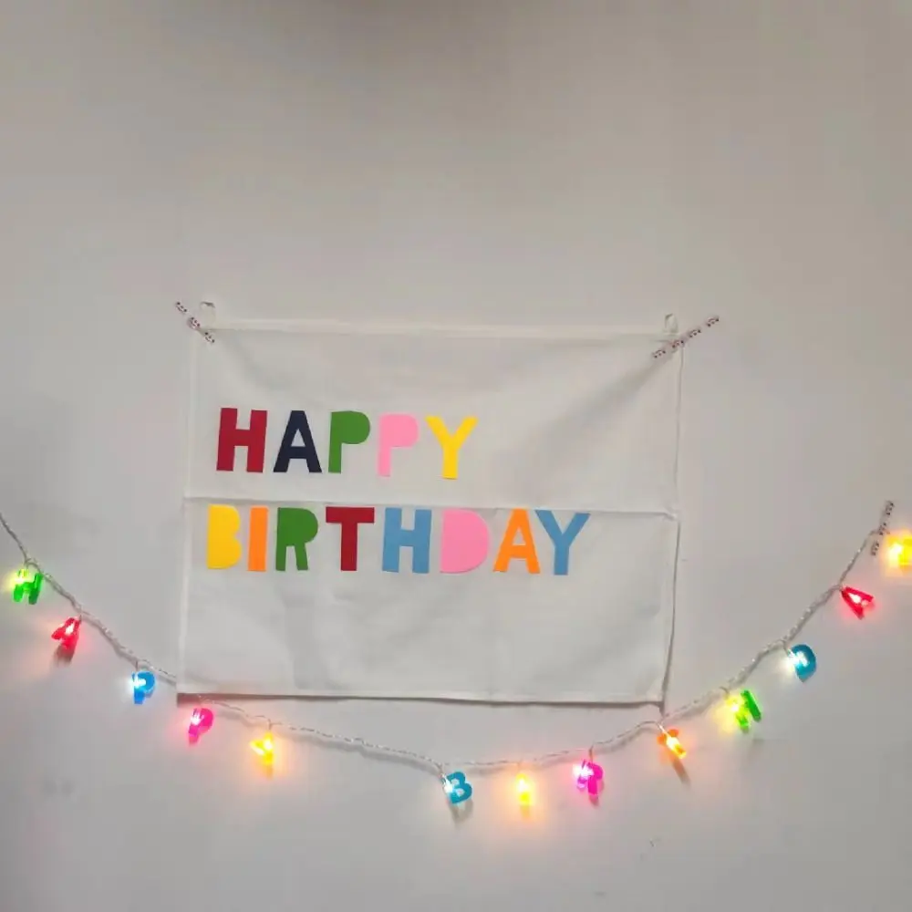 Colorful Happy Birthday Light String Romantic Warm Props Color LED Letter Lamp Durable Beautiful