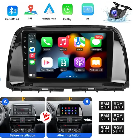 Android 14 Car Stereo Radio for Mazda CX5 CX-5 2012-2017 9 Inch HD Touch Screen Carplay & Android Auto WiFi GPS Mirror Link FM