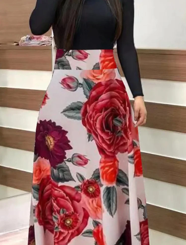 Robes longues assorties aux couleurs de fleurs européennes et américaines, vêtements pour femmes, offre spéciale d'automne