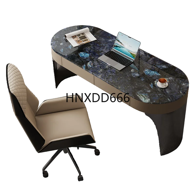 

Desk light luxury modern high-end study saddle leather computer desk