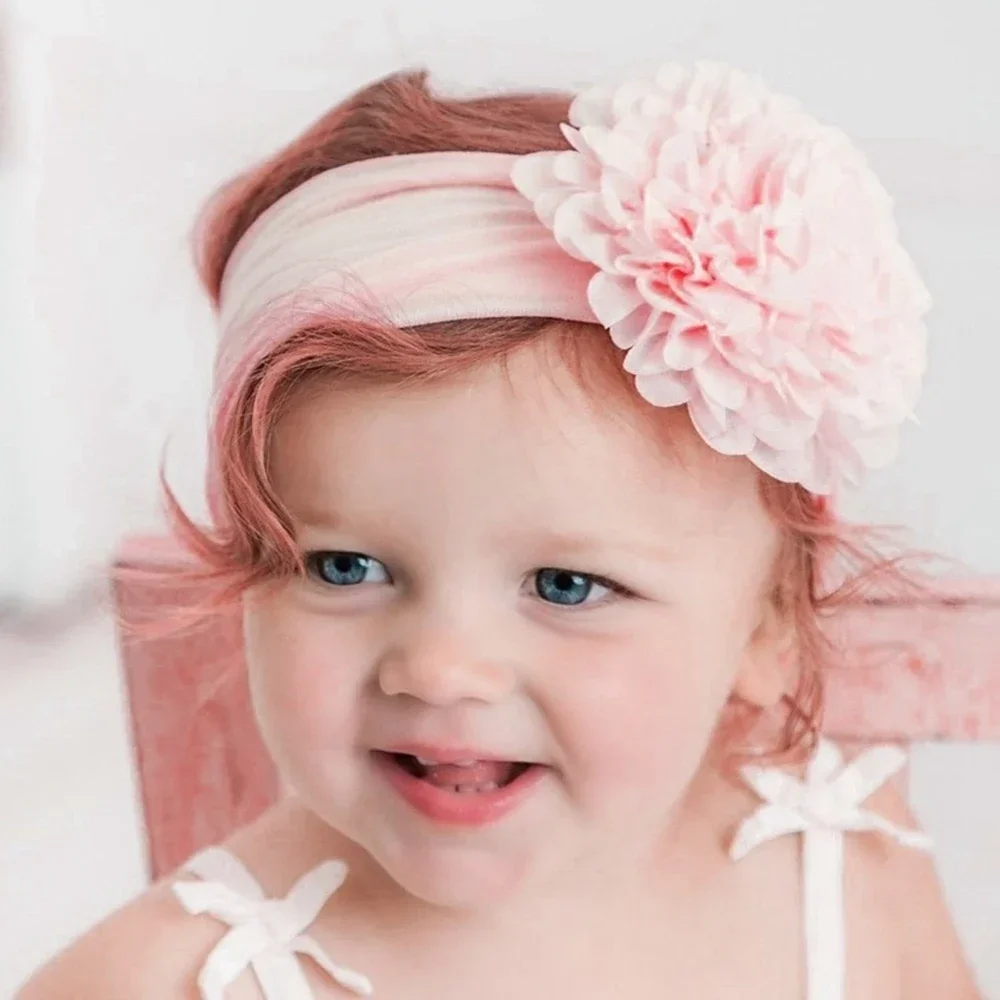 Baby Girls Headbands Tulle Hair Bows Head Wraps Chiffon Flowers Soft Stretchy Turban Headband for Newborn Infant Girls Toddlers