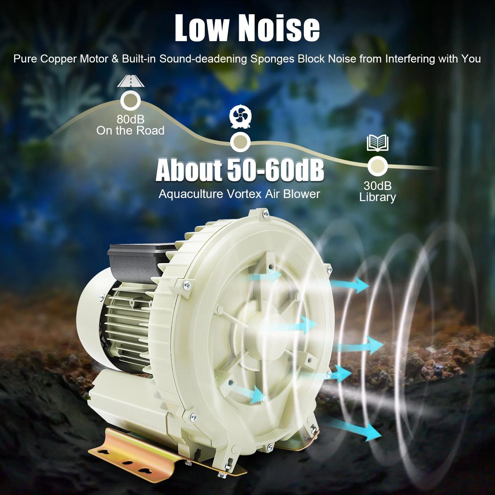 

High Power Vortex Ring Blower 370W Low Noise Oxygen Aerator for Aquaculture Fish Farming Pond Water Treatment