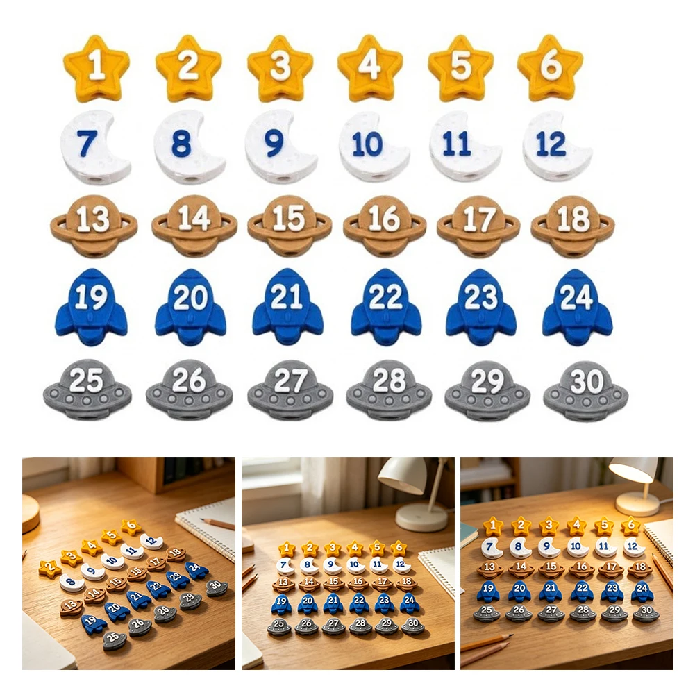Classroom Pencil Labels Pencil Identification System 1-30 Reusable Silicone for Organizing Pencils in School Classrooms