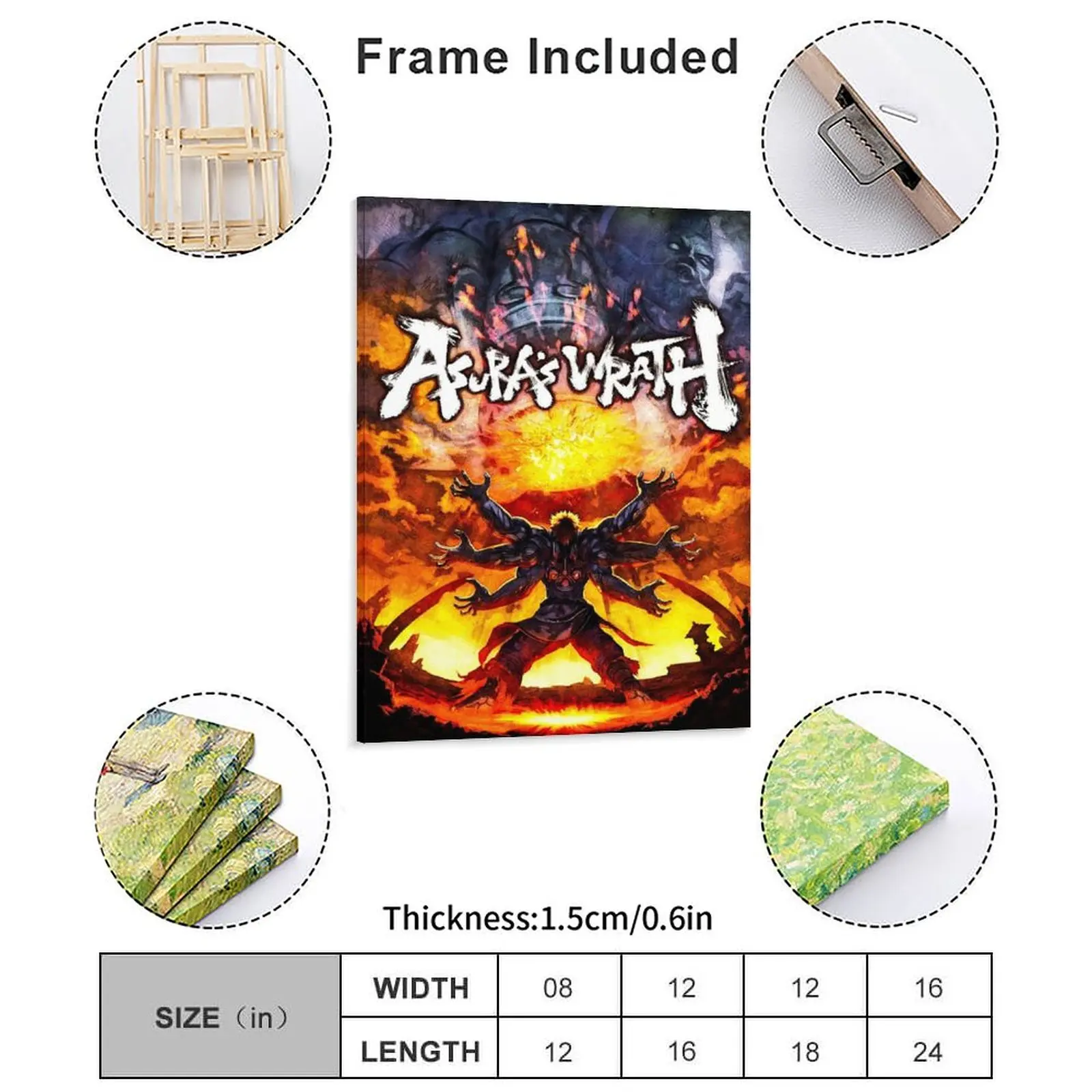 Asuras Wrath Canvas Painting Plaques Club Party Cinema Custom Framed Wall Painting
