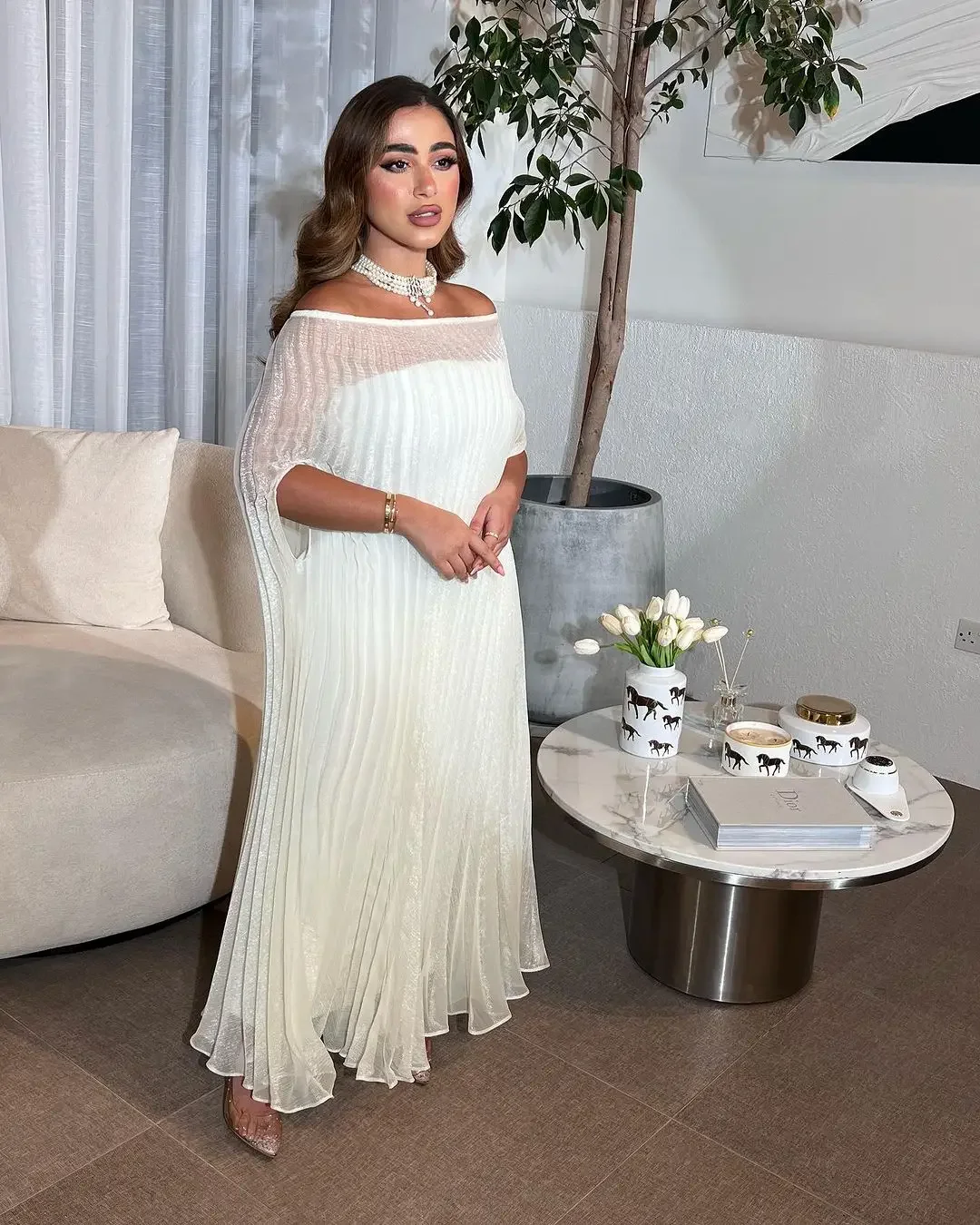 2-Piece White Prom Dresses Organza Strapless Off Shoulder Pleated Saudi Arabia Evening Dresses Party Gown فساتين مناسبة رسمية