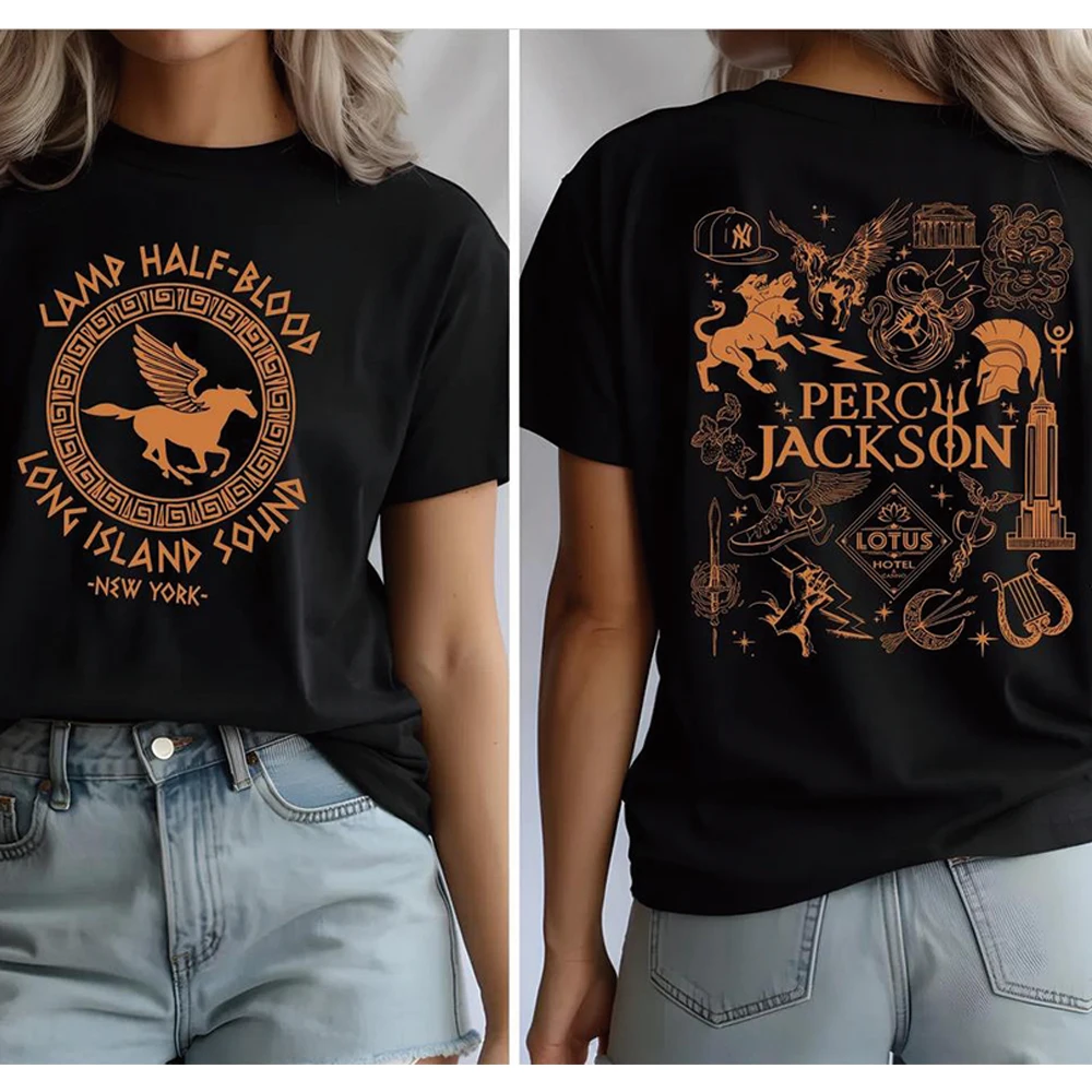 Two Sides Camp Half Blood T Shirt Harajuku Percy Jackson Graphic Shirts Camp Jupiter Shirt Y2k Top Unisex Short Sleeves Tops